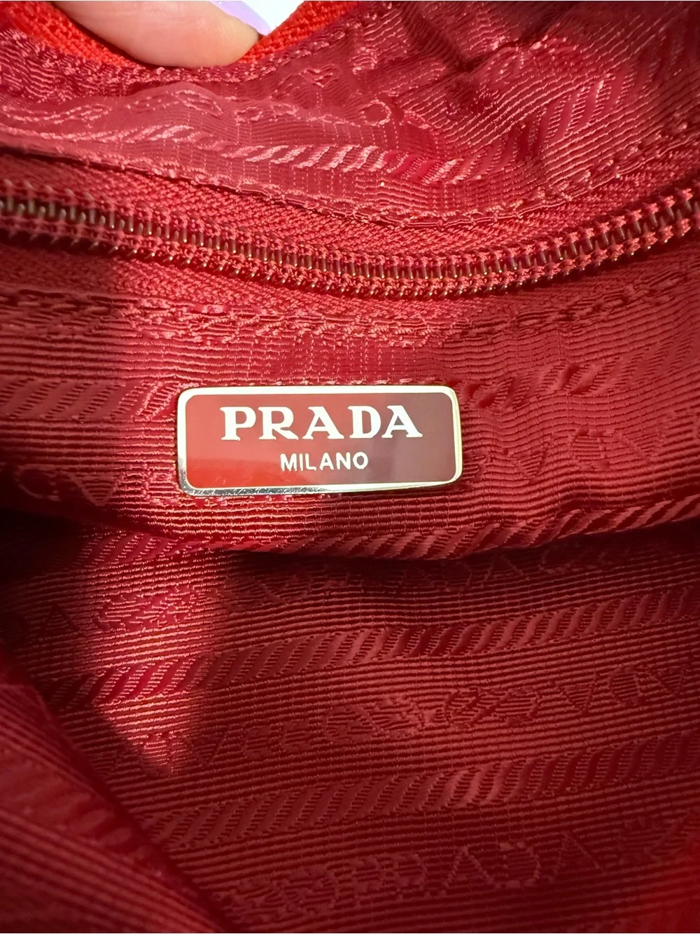 PRADA Rosso Red Tessuto Nylon Cosmetic Pouch Wristlet